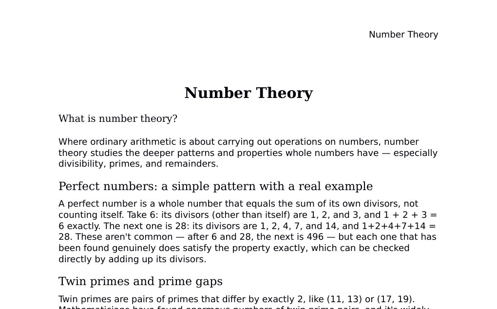 (the study of the deep properties of whole numbers: primes, divisibility, and remainders)Dr. Dr. med. sci. Abidin GelesCopyright - All Rights Reserved: This document and all content on this website may not be published, reproduced, or distributed without the written permission of the author, Dr. Dr. med. sci. Abidin Geles.www.medwissen.ch abidin.geles@gmail.com Number Theory What is number theory?Where ordinary arithmetic is about carrying out operations on numbers, number theory studies the deeper patterns and properties whole numbers have — especially divisibility, primes, and remainders.…