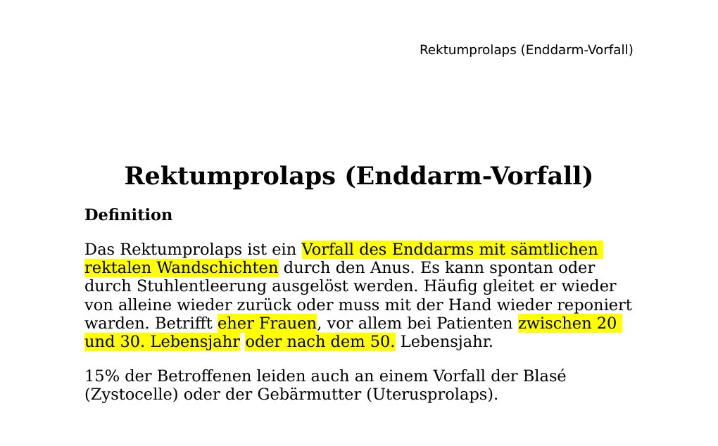 Rektumprolaps (Enddarm-Vorfall) Dr. Abidin GelesCopyright - All Rights Reserved: This document and all other data on the homepage are not to publish or reproduce without the permission of the author Dr. Abidin Geles.www.medwissen.ch; abidin.geles@gmail.com Rektumprolaps (Enddarm-Vorfall) DefinitionDas Rektumprolaps ist ein Vorfall des Enddarms mit sämtlichen rektalen Wandschichten durch den Anus. Es kann spontan oder durch Stuhlentleerung ausgelöst werden. Häufig gleitet er wieder von alleine wieder zurück oder muss mit der Hand wieder reponiert warden. Betrifft eher Frauen, vor allem bei Patienten zwischen 20 und 30.…