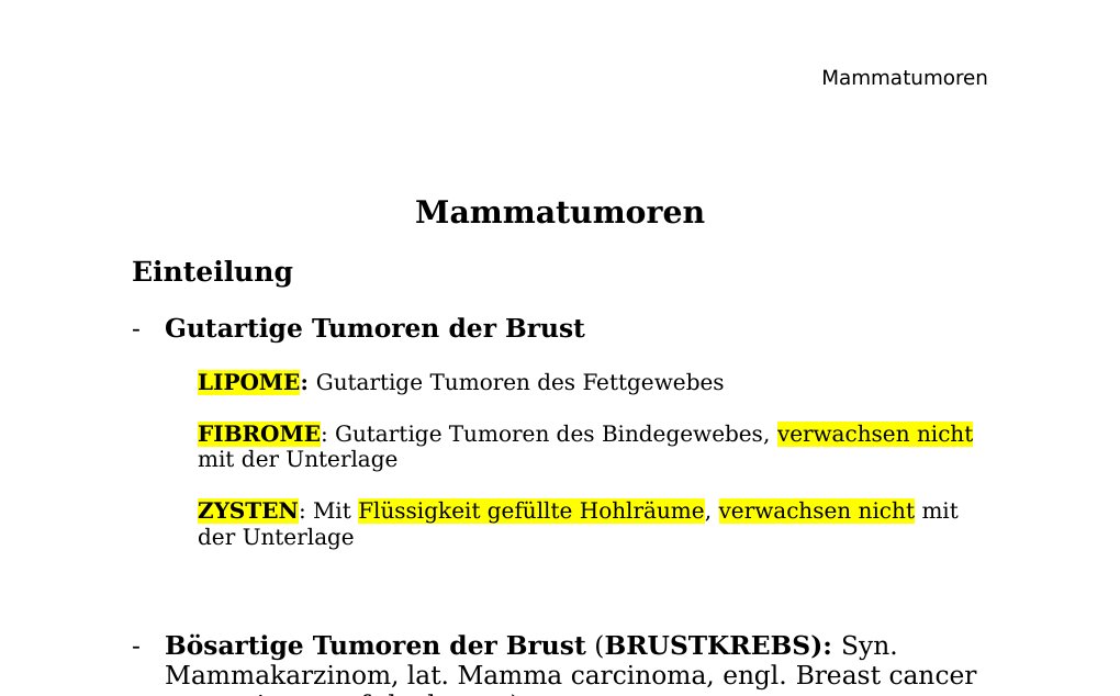 Mammatumoren Einteilung Gutartige Tumoren der Brust LIPOME: Gutartige Tumoren des Fettgewebes FIBROME: Gutartige Tumoren des Bindegewebes, verwachsen nicht mit der Unterlage ZYSTEN: Mit Flüssigkeit gefüllte Hohlräume, verwachsen nicht mit der UnterlageBösartige Tumoren der Brust (BRUSTKREBS): Syn. Mammakarzinom, lat. Mamma carcinoma, engl. Breast cancer or carcinoma of the breast)Brustkrebs DefinitionMaligne (bösartige) Tumor der Brustdrüse. Zellen wachsen unkontrolliert und invasiv. Tumorzellen können über Blut und Lymphe in andere Körperregionen gelangen und Metastasen (Tochtergeschwulste) verursachen.…