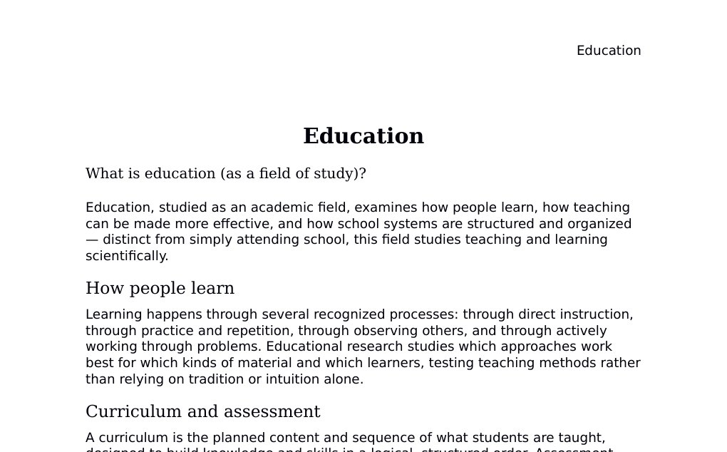 Learning science, Bloom's taxonomy, the testing effect, and cognitive load theoryDr. Dr. med. sci. Abidin GelesCopyright - All Rights Reserved: This document and all content on this website may not be published, reproduced, or distributed without the written permission of the author, Dr. Dr. med. sci. Abidin Geles.www.medwissen.ch abidin.geles@gmail.com Education What is education (as a field of study)?Education, studied as an academic field, examines how people learn, how teaching can be made more effective, and how school systems are structured and organized — distinct from simply attending school, this field studies teaching and learning scientifically.…