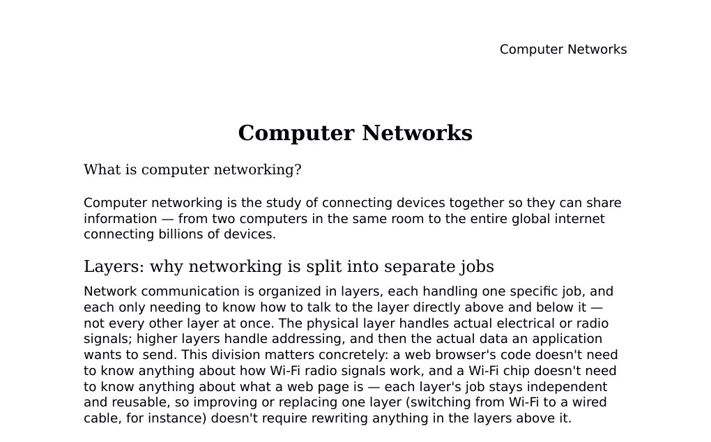 Computer Networks What is computer networking?Computer networking is the study of connecting devices together so they can share information — from two computers in the same room to the entire global internet connecting billions of devices.Layers: why networking is split into separate jobs …