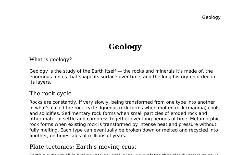 Rocks, plate tectonics, radiometric dating, and Earth's structure Dr. Dr. med. sci. Abidin GelesCopyright - All Rights Reserved: This document and all content on this website may not be published, reproduced, or distributed without the written permission of the author, Dr. Dr. med. sci. Abidin Geles.www.medwissen.ch abidin.geles@gmail.com Geology What is geology?Geology is the study of the Earth itself — the rocks and minerals it's made of, the enormous forces that shape its surface over time, and the long history recorded in its layers.The rock cycle …