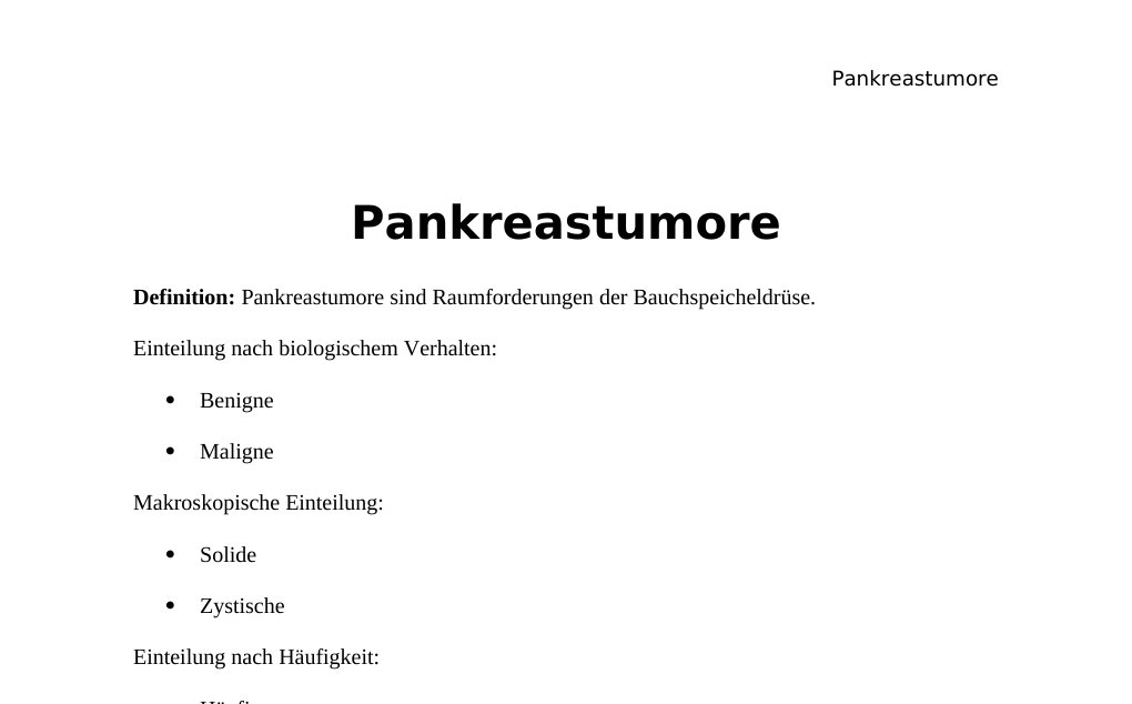 Pankreastumore Definition: Pankreastumore sind Raumforderungen der Bauchspeicheldrüse. Einteilung nach biologischem Verhalten: Benigne Maligne Makroskopische Einteilung: Solide Zystische Einteilung nach Häufigkeit: Häufige Seltene Genetische Einteilung: KRAS-mutierte Nicht-KRAS-mutierte Histologische Einteilung:—  1. Exokrine Tumore (98%): aus Gangepithel und den Azinuszellen, auch Tumore des Binde- und Lymphgewebes im exokrinen Pankreasgewebe dazu gezählt—  Benigne: <w:t>Duktaler Phänotyp —  Duktales Adenom —  Zystadenom – Seröses Zystadenom Mit serösem Zysteninhalt Häufig Frauen betroffen…