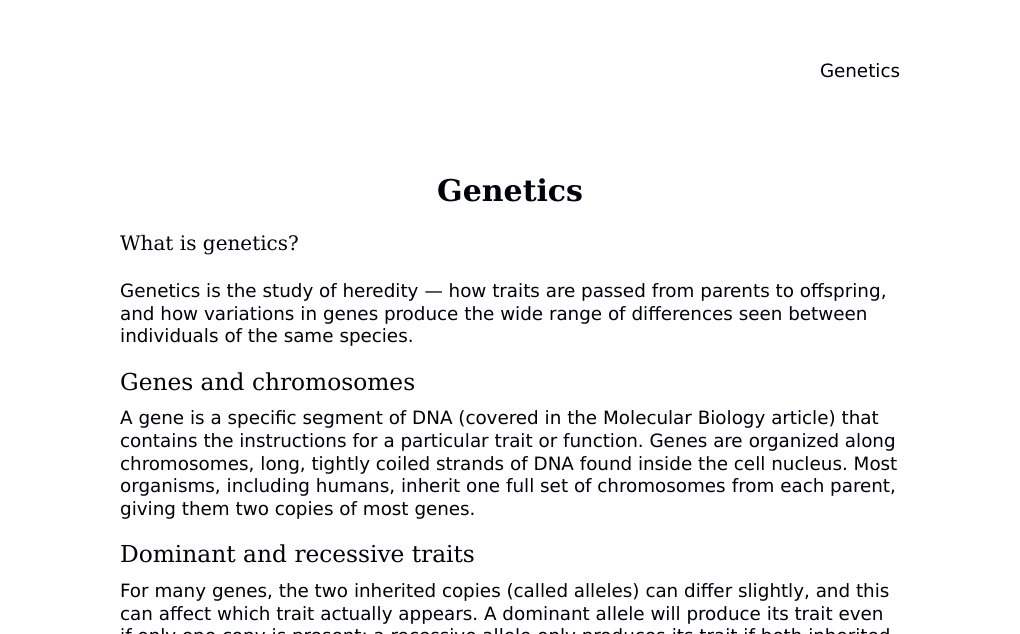 Inheritance, meiosis, genetic linkage, and population genetics Dr. Dr. med. sci. Abidin GelesCopyright - All Rights Reserved: This document and all content on this website may not be published, reproduced, or distributed without the written permission of the author, Dr. Dr. med. sci. Abidin Geles.www.medwissen.ch abidin.geles@gmail.com Genetics What is genetics?Genetics is the study of heredity — how traits are passed from parents to offspring, and how variations in genes produce the wide range of differences seen between individuals of the same species.…