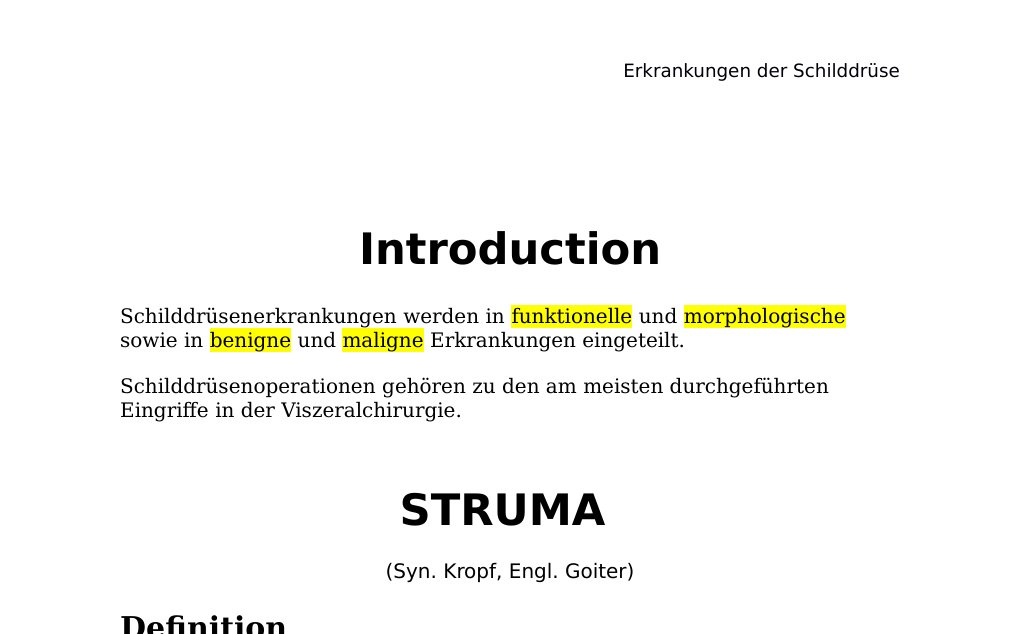 IntroductionSchilddrüsenerkrankungen werden in funktionelle und morphologische sowie in benigne und maligne Erkrankungen eingeteilt.Schilddrüsenoperationen gehören zu den am meisten durchgeführten Eingriffe in der Viszeralchirurgie.STRUMA (Syn. Kropf, Engl. Goiter) DefinitionDie Struma ist eine Vergrößerung der Schilddrüse, die weder maligne noch entzündlich ist. Sie kann mit einer Überproduktion der Schiddrüsenhormone, also hyperthyreot oder hypothyreot oder euthyreot einhergehen. Je nach Lokalisation kann es cervikal, substernal oder mediastinal sein und je nach Morphologie kann es diffus oder uni- bzw.…