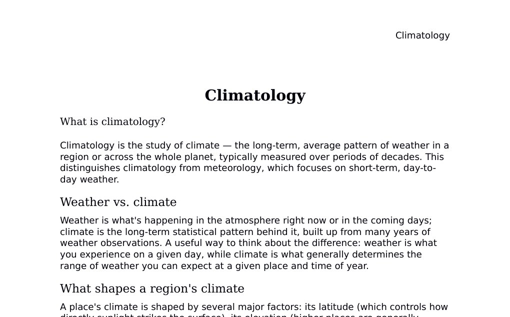 Long-term climate, Milankovitch cycles, paleoclimate, and atmospheric circulationDr. Dr. med. sci. Abidin GelesCopyright - All Rights Reserved: This document and all content on this website may not be published, reproduced, or distributed without the written permission of the author, Dr. Dr. med. sci. Abidin Geles.www.medwissen.ch abidin.geles@gmail.com Climatology What is climatology?Climatology is the study of climate — the long-term, average pattern of weather in a region or across the whole planet, typically measured over periods of decades. This distinguishes climatology from meteorology, which focuses on short-term, day-to-day weather.…
