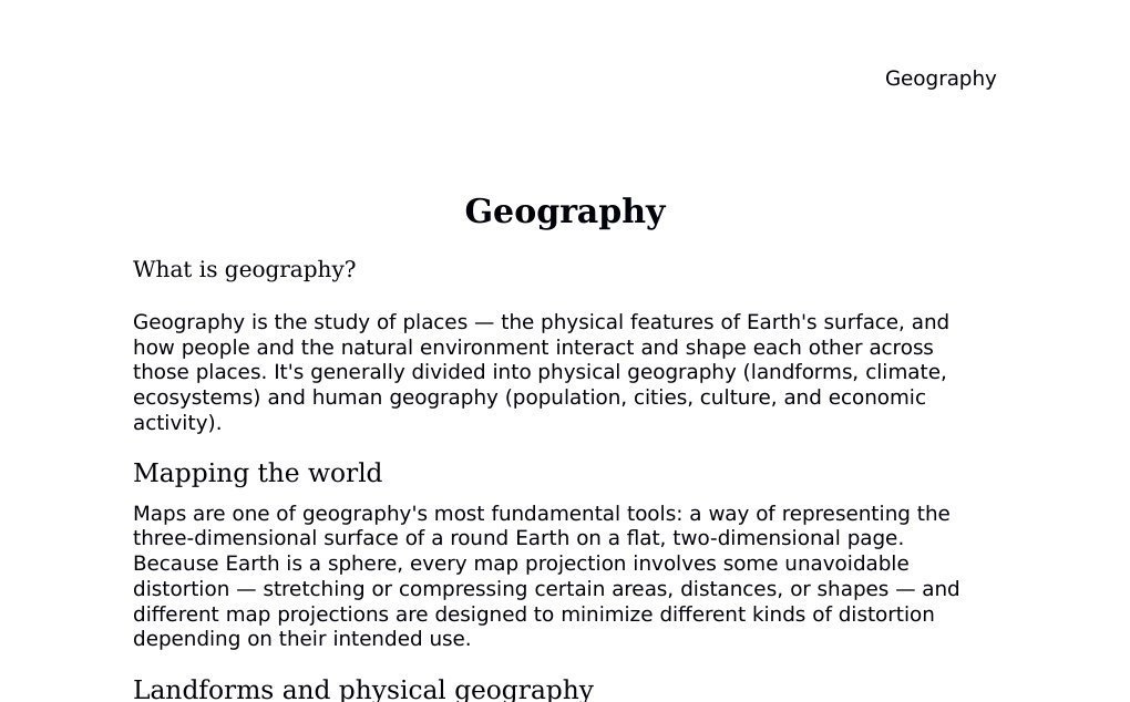 Maps, GIS, climate classification, and spatial analysis Dr. Dr. med. sci. Abidin GelesCopyright - All Rights Reserved: This document and all content on this website may not be published, reproduced, or distributed without the written permission of the author, Dr. Dr. med. sci. Abidin Geles.www.medwissen.ch abidin.geles@gmail.com Geography What is geography?Geography is the study of places — the physical features of Earth's surface, and how people and the natural environment interact and shape each other across those places. It's generally divided into physical geography (landforms, climate, ecosystems) and human geography (population, cities, culture, and economic activity).…