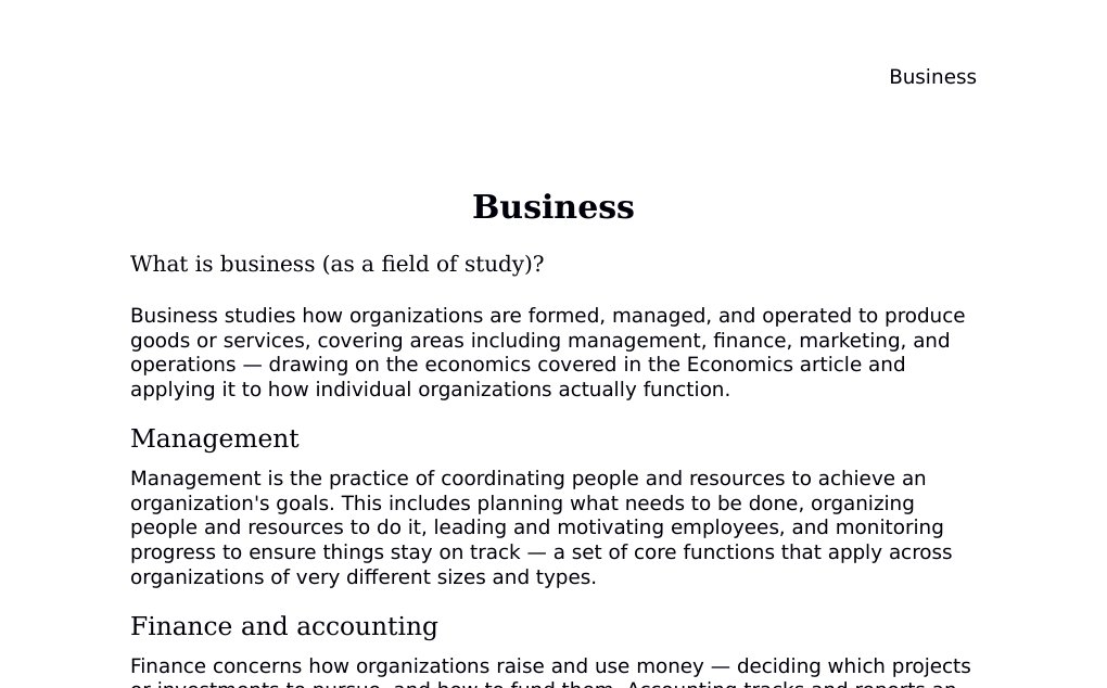 Financial statements, competitive strategy, and discounted cash flow valuation Dr. Dr. med. sci. Abidin GelesCopyright - All Rights Reserved: This document and all content on this website may not be published, reproduced, or distributed without the written permission of the author, Dr. Dr. med. sci. Abidin Geles.www.medwissen.ch abidin.geles@gmail.com Business What is business (as a field of study)?Business studies how organizations are formed, managed, and operated to produce goods or services, covering areas including management, finance, marketing, and operations — drawing on the economics covered in the Economics article and applying it to how individual organizations actually function.…