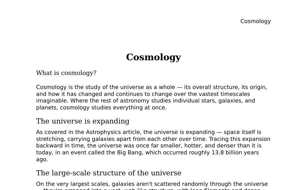 The universe's origin, expansion, structure, and composition Dr. Dr. med. sci. Abidin GelesCopyright - All Rights Reserved: This document and all content on this website may not be published, reproduced, or distributed without the written permission of the author, Dr. Dr. med. sci. Abidin Geles.www.medwissen.ch abidin.geles@gmail.com Cosmology What is cosmology?Cosmology is the study of the universe as a whole — its overall structure, its origin, and how it has changed and continues to change over the vastest timescales imaginable. Where the rest of astronomy studies individual stars, galaxies, and planets, cosmology studies everything at once.…