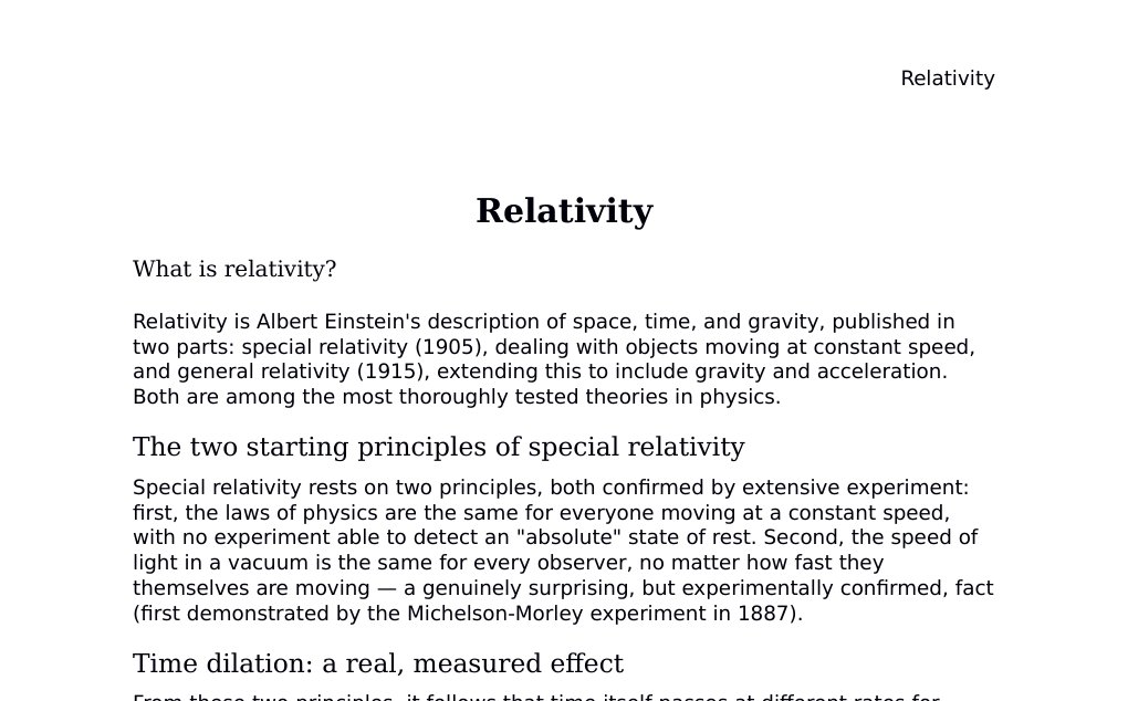 Special and general relativity: time dilation, E=mc², and gravity as curved spacetimeDr. Dr. med. sci. Abidin GelesCopyright - All Rights Reserved: This document and all content on this website may not be published, reproduced, or distributed without the written permission of the author, Dr. Dr. med. sci. Abidin Geles.www.medwissen.ch abidin.geles@gmail.com Relativity What is relativity?Relativity is Albert Einstein's description of space, time, and gravity, published in two parts: special relativity (1905), dealing with objects moving at constant speed, and general relativity (1915), extending this to include gravity and acceleration.…