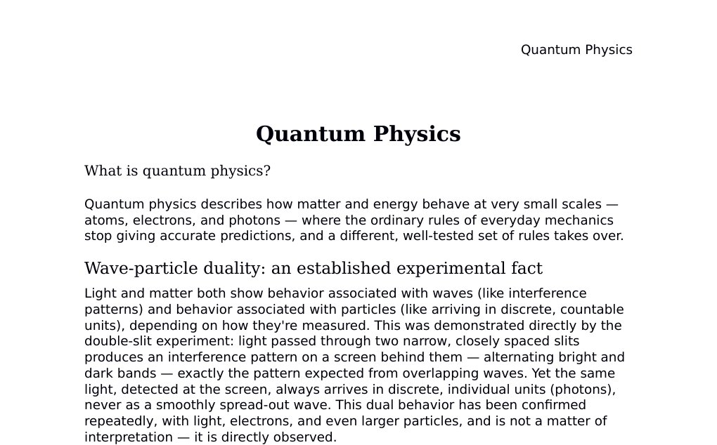 (the physics of matter and energy at atomic and subatomic scales) Dr. Dr. med. sci. Abidin GelesCopyright - All Rights Reserved: This document and all content on this website may not be published, reproduced, or distributed without the written permission of the author, Dr. Dr. med. sci. Abidin Geles.www.medwissen.ch abidin.geles@gmail.com Quantum Physics What is quantum physics?Quantum physics describes how matter and energy behave at very small scales — atoms, electrons, and photons — where the ordinary rules of everyday mechanics stop giving accurate predictions, and a different, well-tested set of rules takes over.…