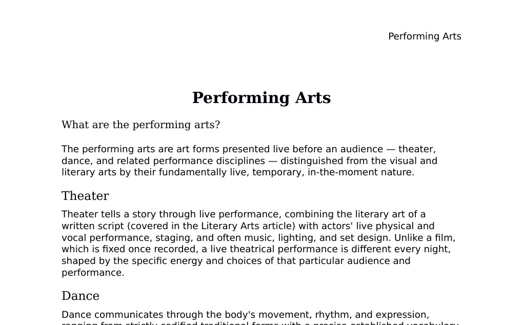 Dramatic structure, the Stanislavski system, and theater acoustics Dr. Dr. med. sci. Abidin GelesCopyright - All Rights Reserved: This document and all content on this website may not be published, reproduced, or distributed without the written permission of the author, Dr. Dr. med. sci. Abidin Geles.www.medwissen.ch abidin.geles@gmail.com Performing Arts What are the performing arts?The performing arts are art forms presented live before an audience — theater, dance, and related performance disciplines — distinguished from the visual and literary arts by their fundamentally live, temporary, in-the-moment nature.…